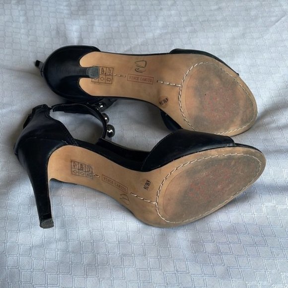 VINCE Camuto Black Leather Embellished Heels - Picture 9 of 9